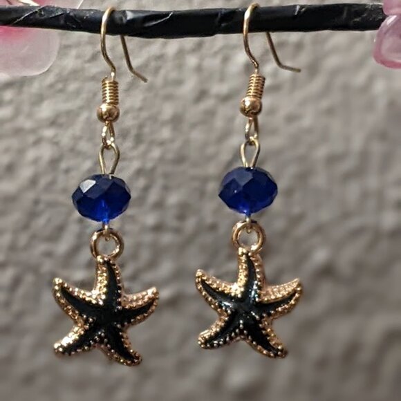 Handmade Jewelry - 🌊 Navy Blue Starfish Earrings💙